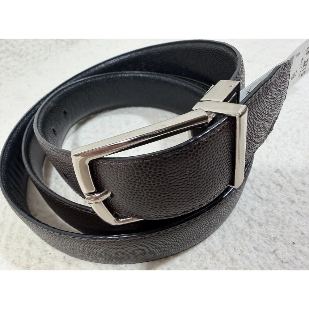 Jos A Bank Reversible Leather Belt‎ Size 42 Black Brown Italy Textured